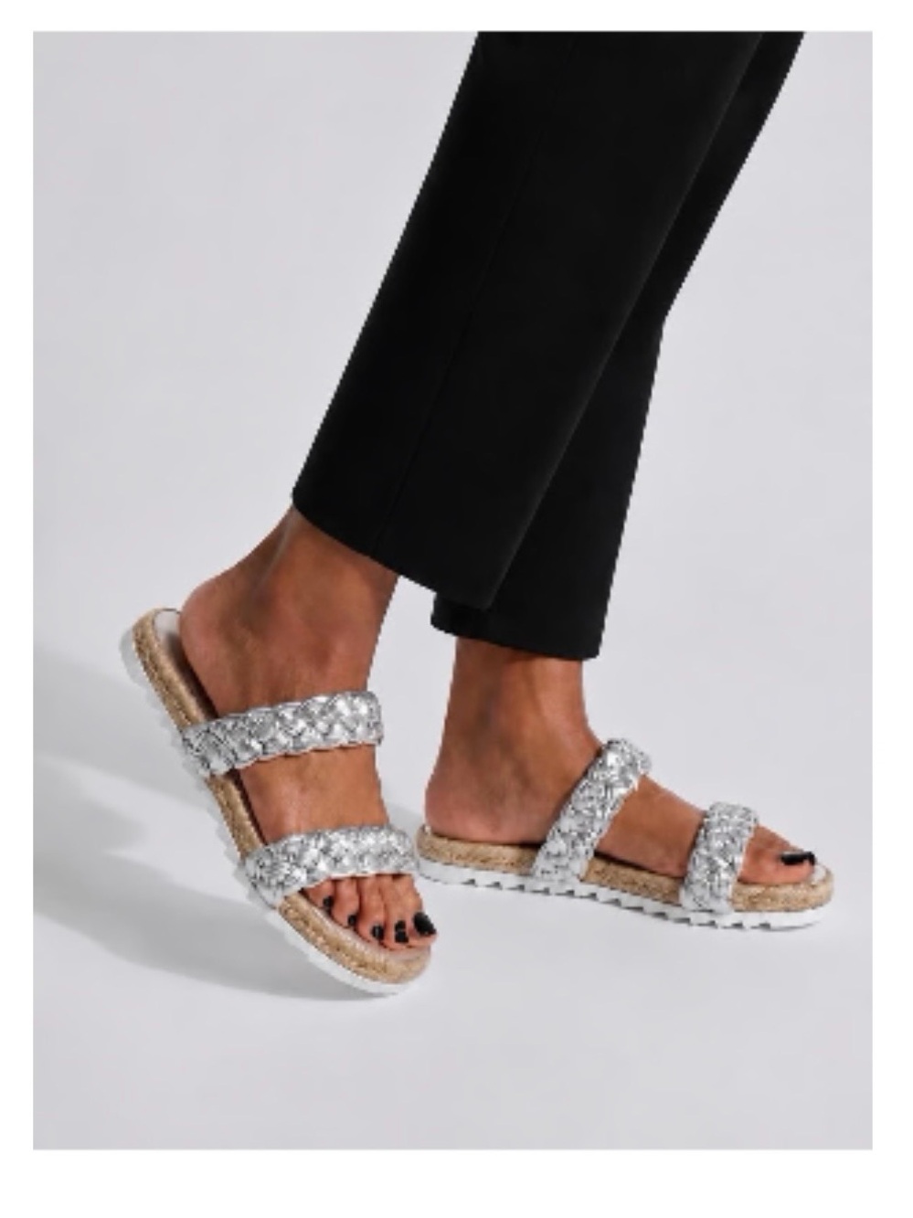 EUC Marc Fisher Ltd Braided Espadrille Sandal in Silver